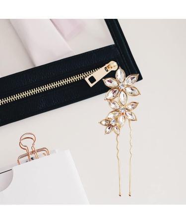 u shaped hairpin U Shaped Flower Hair Accessories wedding hairpin Rhinestone Crystal Headpiece rhinestone hair clip diamond bridal hairpins alloy hairpin flower hairpin bride Hanfu - Buy Online on GoSupps.com
