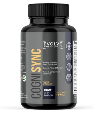 Cognisync Nootropic Brain Health Supplement 60ct, 12 Powerful Ingredients, Lion's Mane, Alpha-GPC, Cognitive Enhancement, Brain Fog Support, Memory Support, Smart Drug Alternative