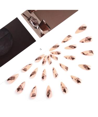 Sethexy Abstract Stiletto Snake Line False Nails - Pink Acrylic Press-On Nail Tips (24 PCS) for Women & Girls - Buy Online on GoSupps.com