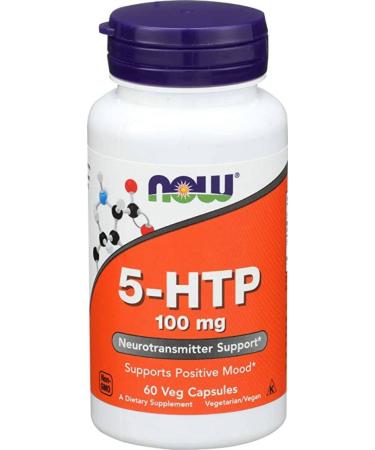 NOW Supplements 5-HTP 100mg Vegetable Capsules 60 Count