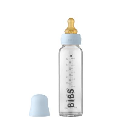 BIBS Baby Glass Bottle. Anti-colic. Round Natural Rubber Latex Nipple. Supports Natural Breastfeeding 225 ml Baby Blue Baby Blue Complete Set - 225 ml - Buy Online on GoSupps.com