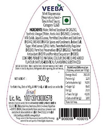 Veeba Mint Mayonnaise 300g - Refreshing Twist to Classic Mayonnaise - Buy Online on GoSupps.com