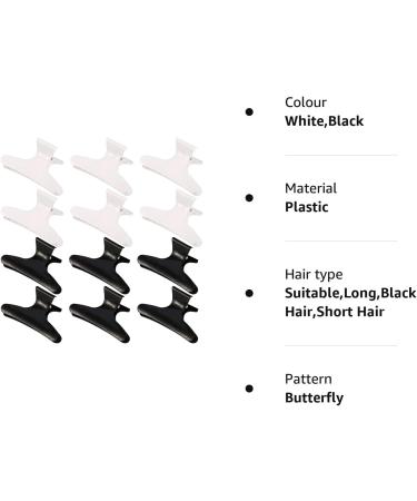 12-Piece Butterfly Hairdresser Clamps | Salon Hair Claw Clips Black & White - Buy Online on GoSupps.com