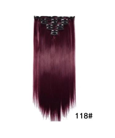 Iluu Dark Red Synthetic Hair Extensions - 22 Heat-Resistant Fiber 100g 7 Pieces with 16 Clips - Thick Clip-In for Full Volume (#118 Dark Red) - Buy Online on GoSupps.com