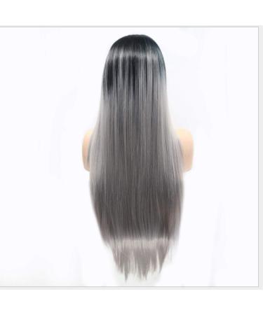 BGHJUE Long Natural Synthetic Wig for Women - Gray Gradient Side Parting Highlight | High Temperature Fiber & Breathable Wig Cap - Buy Online on GoSupps.com