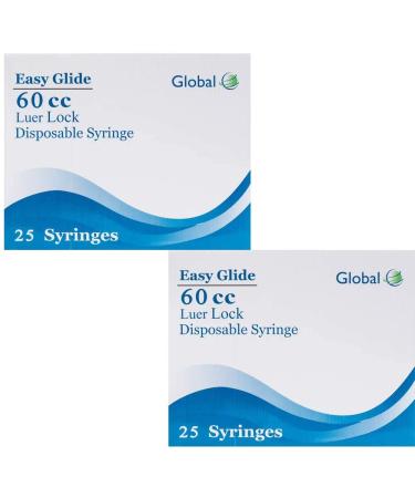 60CC Syringe Only with Luer Lock Tip - 50 Syringes Without a Needle by Easy Glide - Great for Medicine  Feeding Tubes  and Home Care