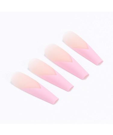 Brishow Coffin Artificial Nails - Pink Ballerina Acrylic Press-On Full Cover Nails (24pcs) for Women & Girls - Buy Online on GoSupps.com
