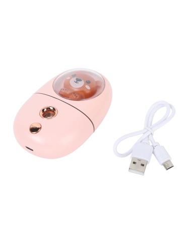 Cute Animal Facial Mist Sprayer 35ml Water Tank Vibration USB Rechargeable Mini Eye Face Humidifier for Traveling (Roseate)