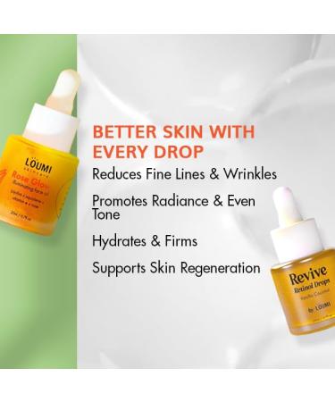 LOUMI Skincare Revive Retinol Drops | Lightweight Night Serum for Smoother Looking Skin | Helps Improve Texture & Radiance | HPR Retinoid Hyaluronic Acid & Botanical Oils | Vegan Cruelty-Free 20ml - Buy Online on GoSupps.com