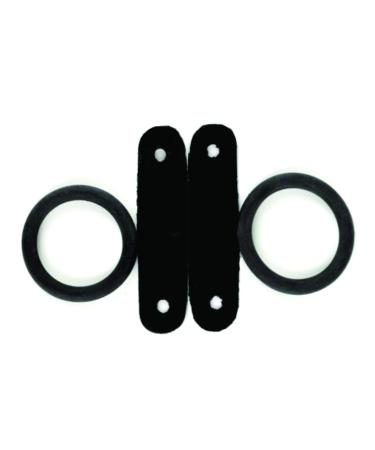 AK PEACOCK SAFETY IRONS STIRRUPS RUBBER RINGS & LEATHER CLIPS TABS REPLACEMENT 1 PAIR Black