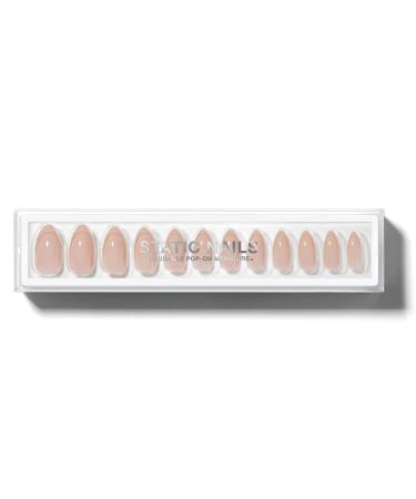 Static Nails Reusable Pop-On Manicure Set  Non-Damaging Glue-On Nails (Petite French Almond) - False Nails with Static Nail Glue  Nail Set  Fake Acrylic Press On Nails