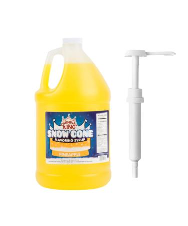 ZippySweets - Snow Cone Syrup - Pineapple Flavour Shaved Ice Syrup 1 Gallon with Complimentary Pump Makes Up to 128 Shaved Ice Treats - Perfect for Parties and Summer Fun