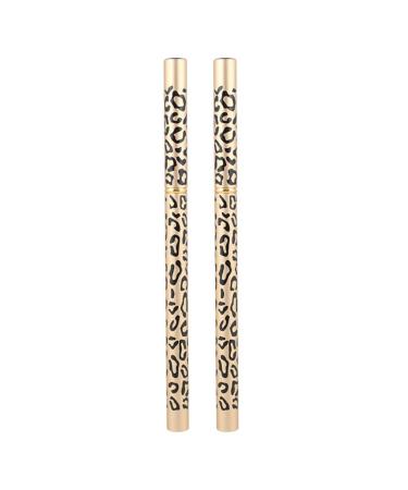 Baluue Leopard Eyebrow Pencil 2pcs Long Lasting Eyebrow Pencil with Brush Wooden Leopard Cover Eyebrow Pencil Makeup Tool Dark Coffee