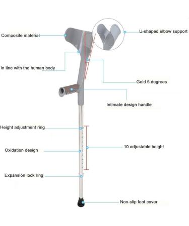 Forearm Crutches Adjustable Aluminum Forearm Assistance Crutch Light Walking aid Height Adjustable Lightweight Durable with Grips for Men Women and Teenagers Lightweig Prosperous - Buy Online on GoSupps.com