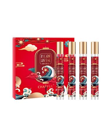 Rouge New Fragrance Set Chinese Style Perfume Gift Set Christmas Perfume Gift Set Fresh Flower Fruitless Fragrance Long Lasting Ladies Roller Ball Perfume Set 4x15ML