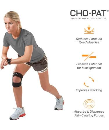 Cho-Pat Dual Action Knee Strap -Medium Black- Pain Relief for Arthritic, Weak Knees, Tendonitis, Meniscus Tears - Best Mobility Support - Buy Online on GoSupps.com