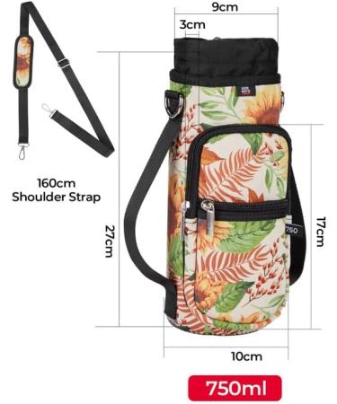 Kemimoto 750ml Water Bottle Holder - Portable Neoprene Bottle Carrier with Adjustable Shoulder Strap for Camping Cycling & Travel - Yellow - Buy Online on GoSupps.com