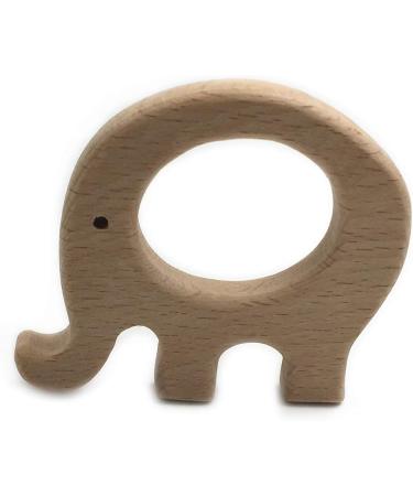 Wendysun 2pcs Elephant Shape Cartoon Wood Teether Set - Natural Beech Teething Toy for Babies - Buy Online on GoSupps.com