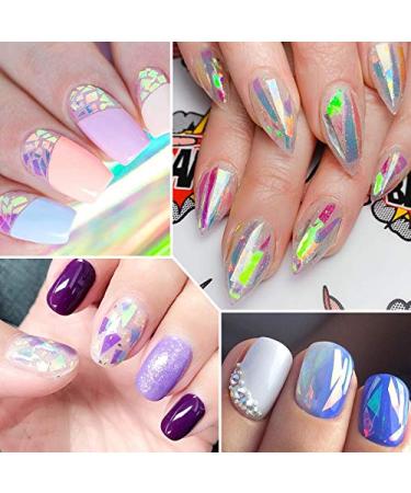 CHANGAR Aurora Glass Paper Nail Sticker Set - 5 Gradient Colors, Reflective Mirror Design, Broken Glass Stripes - DIY Nail Art Decoration - 5 Boxes - Buy Online on GoSupps.com