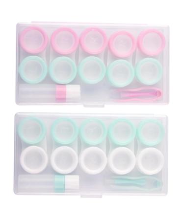 Healvian 2 sentences Storage box for colored contact lenses Colored housing eye contact case contact housing kit container for eye contact lens Setting PP trips light green 14.5x8.2cm