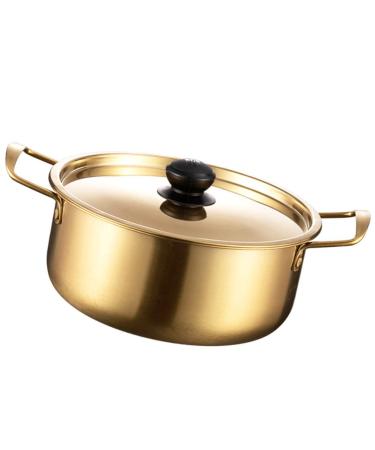 Stainless Steel Gold Kitchen Ramen Noodle Kitchen Korean Ramen Cooking Kitchen for Noodle Kitchen (Color : Golden Size : 26X18X8.5CM) (Gold 28X20X9CM)