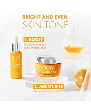 Olay Vitamin C + AHA24 Night Gel Face Cream - 50ml - Brightens Skin Tone, with Vitamin C, AHA & Niacinamide - Buy Online on GoSupps.com