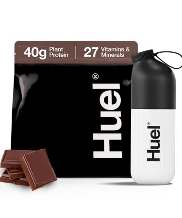Huel Black Edition Bundle | Chocolate 40g Vegan Protein Powder + Shaker Bottle | Nutritionally Complete Meal | 27 Vitamins and Minerals Gluten Free | Lockable Lid to Avoid Spills | BPA Free