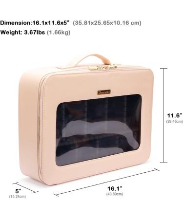 ROWNYEON Large Clear Makeup Organizer Bag with Divider - Pink | Eva Waterproof TPU, Travel-Friendly Cosmetic Case - Buy Online on GoSupps.com