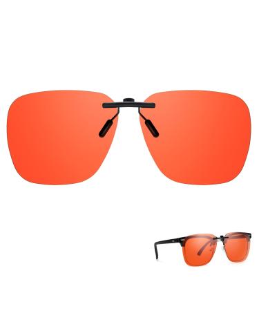 TJUTR Clip On Blue Light Blocking Glasses for Prescription Glasses Fit Over Glasses for Computer TV Gaming Anti Eyestrain Red Non Flip Up Max Protect Red