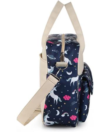 Kamay's Multifunctional Waterproof Mummy Shoulder Diaper Bag Chic Nappy Changing Bag Tote/Messenger Style Large Lightweight High-density Glossy Nylon Fabric with Changing Mat (Dark Blue Unicorn Navy) - Buy Online on GoSupps.com