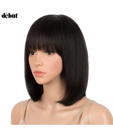 D BUT 10A Brazilian Virgin Remy Human Hair Wig with Bangs - Short Bob Pixie 25cm (1B) - Lightweight 103g - Buy Online on GoSupps.com