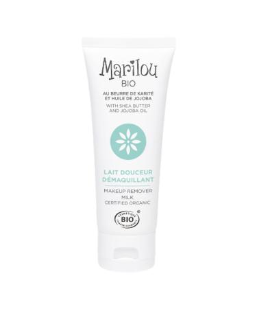 Marilou Bio - Lait Douceur D maquillant Bio - D maquille nettoie adoucit et apaise - 99% d'ingr dients d'origine naturelle - Tous types de peaux - 75 ml Lait D maquillant