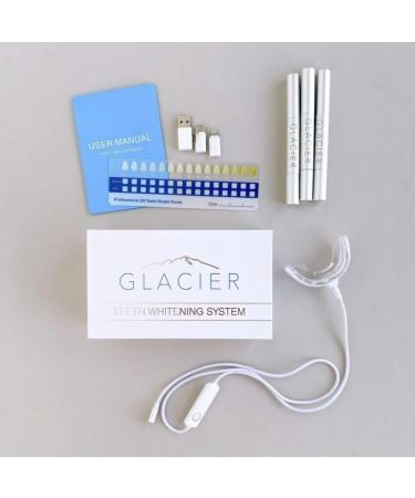 Glacier Teeth Whitening System LED Mouthpiece 3 Extra Strength Pens 16 Minute Treatment