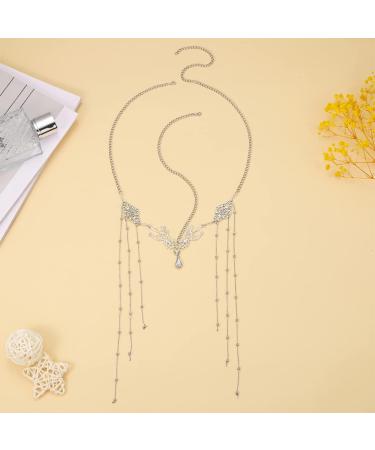 Jovono Boho Crystal Head Chain Silver Wedding Bridal Tassel Headpiece Rhinestone Headpiece Festival Costume Hair accessories for Women - Buy Online on GoSupps.com