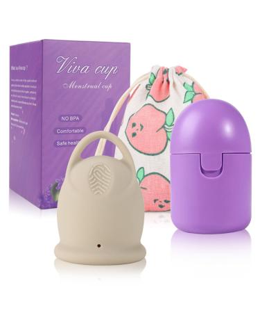 MineUp menstrual cup menstrual cup set period cup made of medical silicone for active women sport swimming and intimacy (beige s)