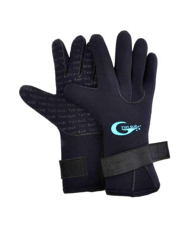 yonsub 3mm Anti-Slip Neoprene Five Finger Warm Gloves for Diving Snorkeling Paddling Surfing Kayaking Canoeing Spearfishing Skiing Black Large