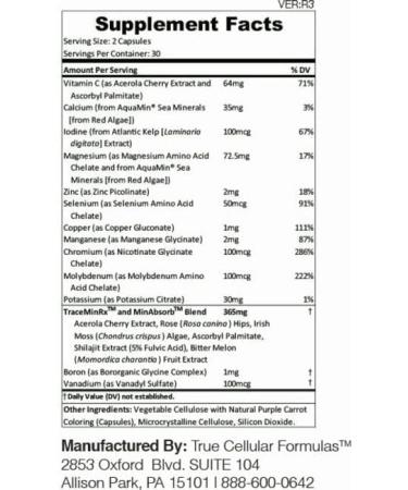 True Cellular Formulas MIN12Absorb Essential & Trace Mineral Complex | Soy-Free Non-GMO Vegan 30-Day Supply - Enhanced Absorption for Cellular Health and Daily Vitality - Buy Online on GoSupps.com