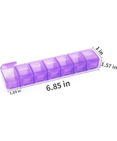 Buy 2 Packs Small Weekly Pill Organizer - Pocket Daily Pill Case for Vitamins Supplements & Fish Oil (Purple) | International Shipping Available - Buy Online on GoSupps.com