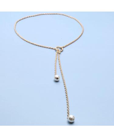 Boho Pearl Lariat Necklace | Gold Chunky Chain Y Necklace | Elegant Pearl Tassel Jewelry for Women & Girls - Perfect for Prom & Bridal - Buy Online on GoSupps.com