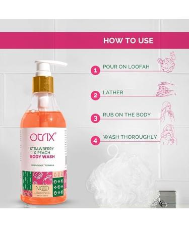 O.trix Strawberry & Peach Hydrating Body Wash | Sulphate & Paraben-Free | Luxurious Skin Nourishment & Gentle Cleansing for Women & Men | 290ml - Buy Online on GoSupps.com