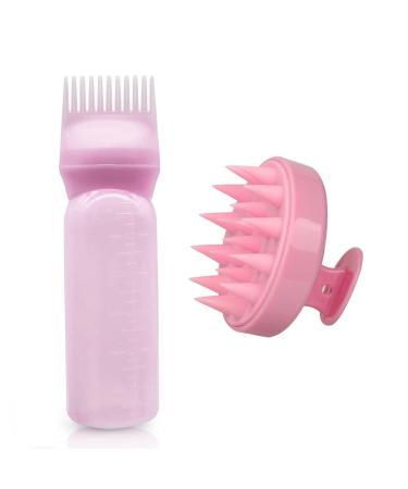 Root Comb Applicator Bottle Scalp Massager Shampoo Brush+ Squeeze Comb Applicator Bottle with Graduated Scale Head Relaxation Tools for Home Salon Comb Applicators - Buy Online on GoSupps.com