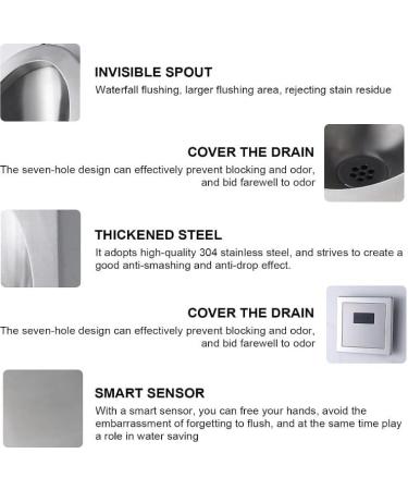 Stainless Steel Urinal Wall Mounted Bar Urinal Toilet Men's Urinal Commercial Splash- Urinal with Sensor Wall Mounted Smart Men's Urinal ConcealedSensor-WallPipe (Manualvalve WallPipe) - Buy Online on GoSupps.com