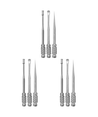 Healifty 9 pcs ear cleaning spoon Stainless Steel Toothpicks Ear Wax Picking Tool Stainless Steel Ear