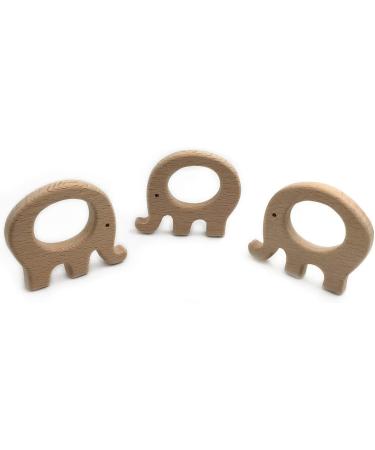 Wendysun 2pcs Elephant Shape Cartoon Wood Teether Set - Natural Beech Teething Toy for Babies - Buy Online on GoSupps.com