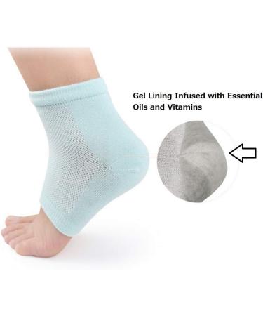 Kuou 3 Pairs Gel Heel Socks - Moisturizing Day Night Care for Dry Cracked Skin (Gray Blue Pink) - Buy Online on GoSupps.com