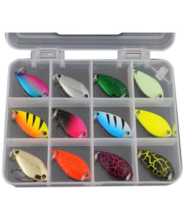Trout spoon set trout bait 2.5g spinner trout turn signal fishing spoon fishing baits with partly single hook hook storage box - Buy Online on GoSupps.com