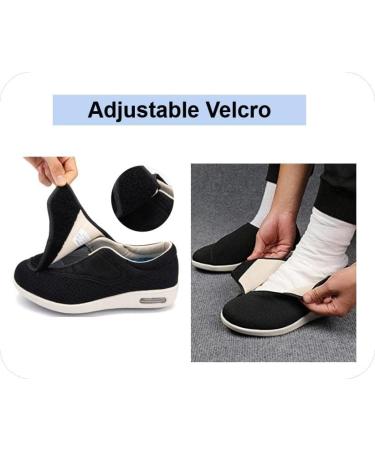 EDCYF Men's Diabetic Orthopedic Shoes - Wide Width with Adjustable Closure for Elderly, Pain Relief, Swollen Feet - Size 10 Wide, Black - Buy Online on GoSupps.com
