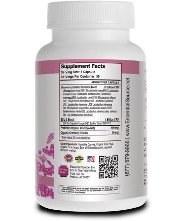 Essential Source Triactive Biotics for Women Probiotics for Women with 18 Strains, Organic VitaFiber Prebiotic & Cranberry for Digestive, Immune, Urinary & Vaginal Health 30 Capsules 30 Count (Pack of 1) - Buy Online on GoSupps.com