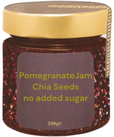 Gulluoglu Pomegranate Jam with Chia Seeds (No added sugar) 280gr (Jar) daily fresh shipment from Gulluoglu Shop at the Spice Bazaar - Buy Online on GoSupps.com