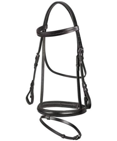Start Diamond Bridle with Reins - Premium English Leather Horse Bridle for Ponies & Thoroughbreds - 19mm Belt Wings Full Black - Buy Online on GoSupps.com